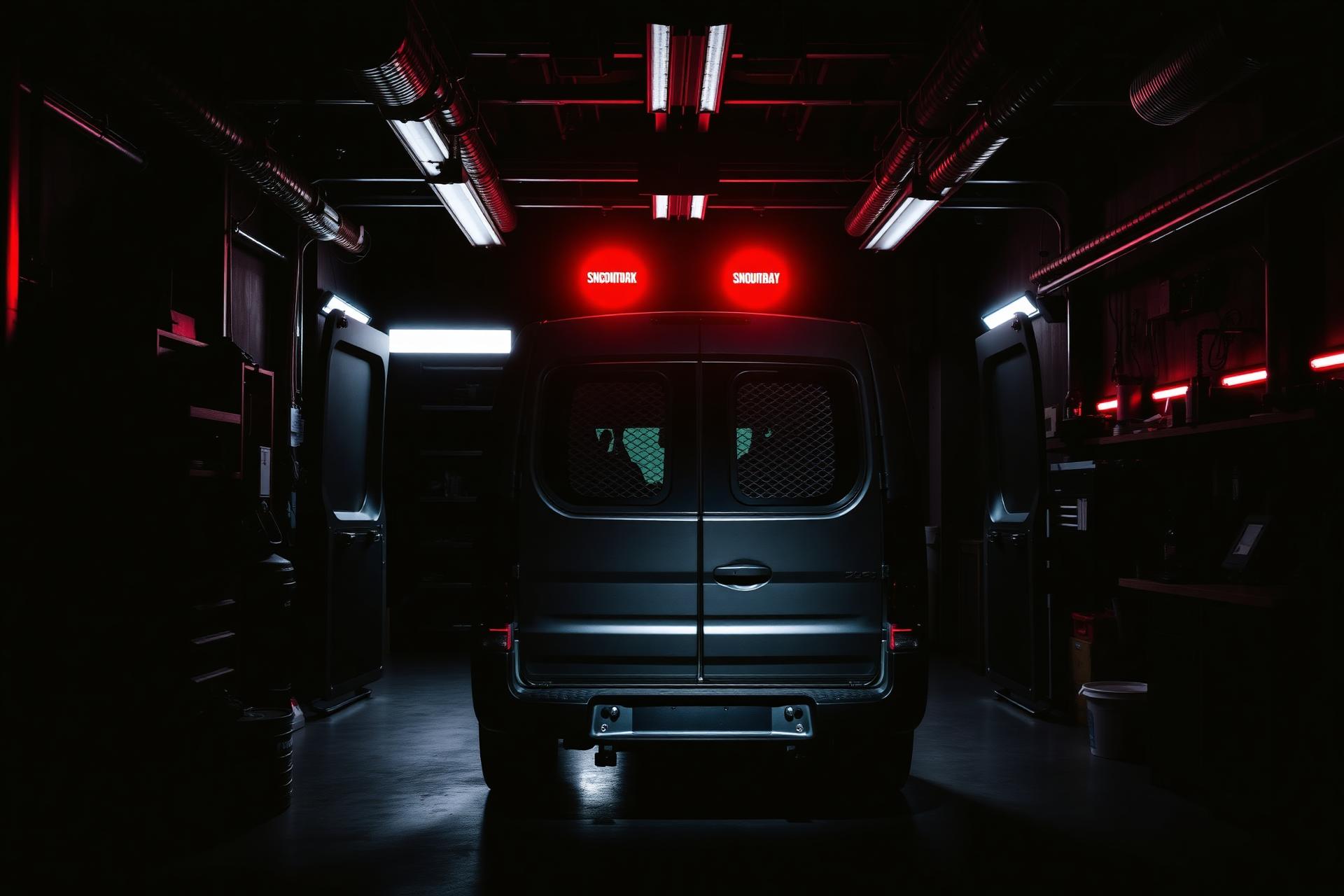 Custom upfitted commercial work van in RoadReady workshop